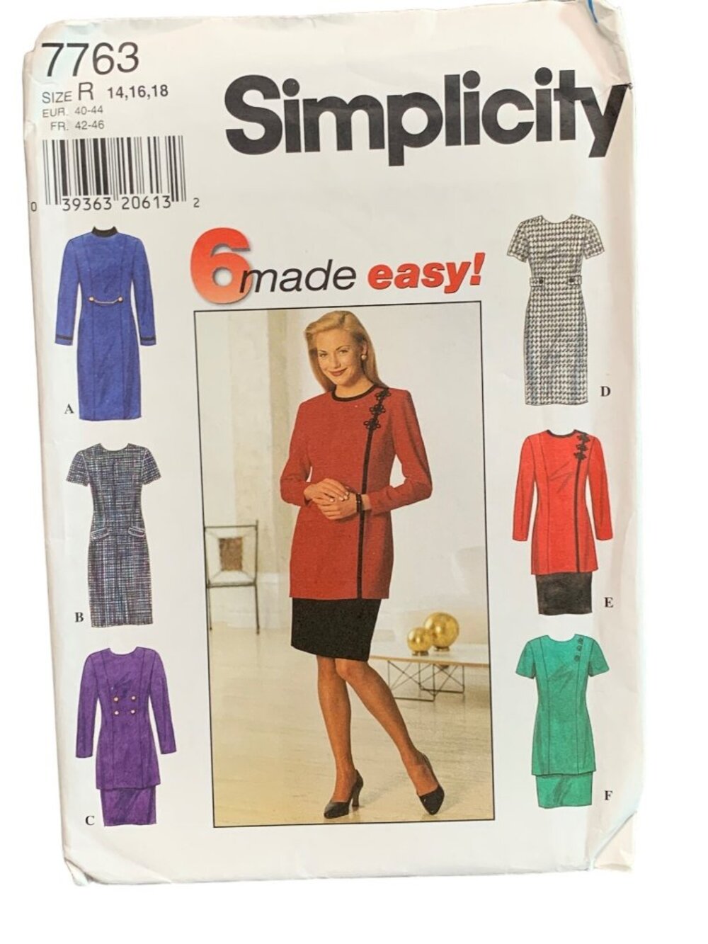 Simplicity 7763 Womens Sewing Pattern Size 14-16-18 Dress Uncut